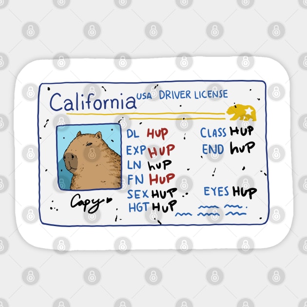 Capybara California Driver License Sticker by popcornpunk